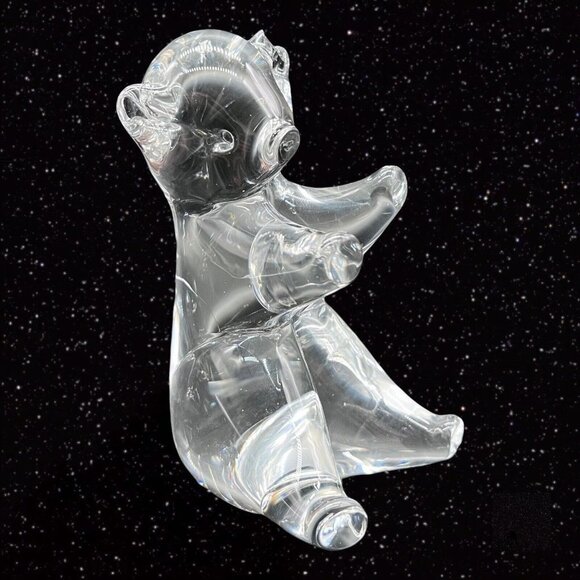 Konstglas Ronneby Sweden Crystal Clear Glass Bear Figurine Paperweight Vintage - Picture 2 of 10